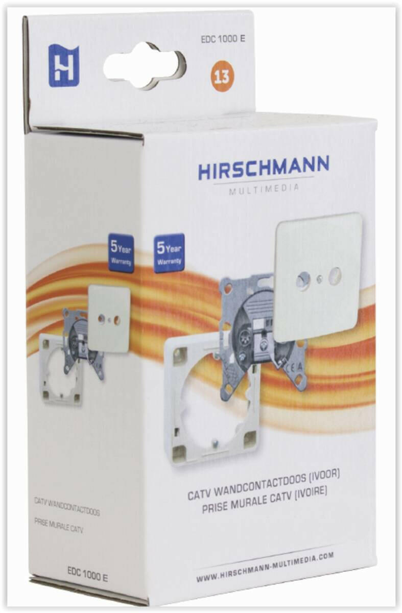 Hirschmann EDC 1000 E R/TV wandcontactdoos wit.