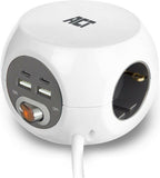 ACT ACT AC2415 Stekkerdoos met USB-C/A-poorten wit
