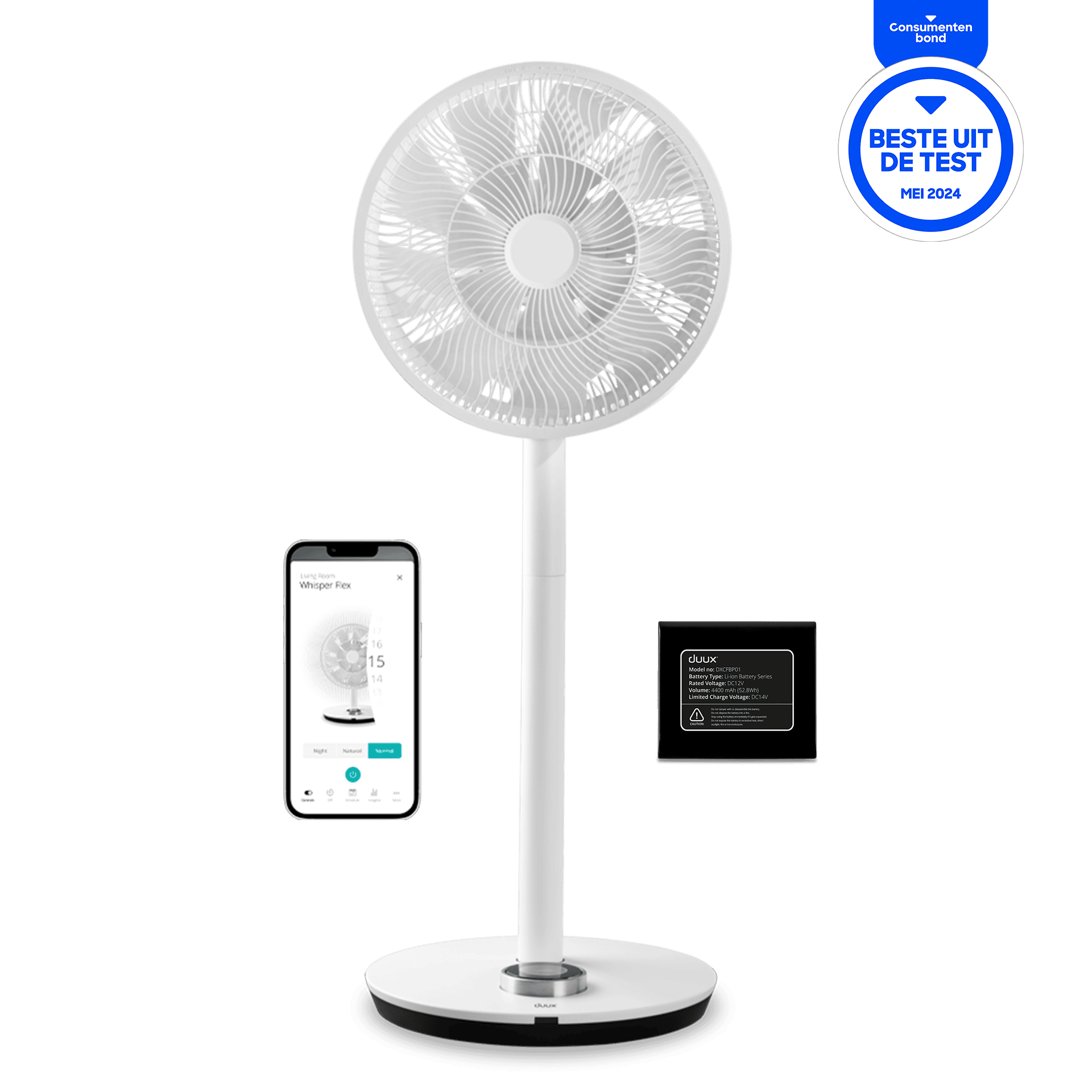 Duux Duux Whisper Flex Smart Fan White with Battery Pack