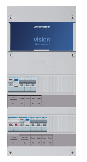 Hager Hager Vision Systems Installatiekast 1F 2xALS 30mA 6 Groepen