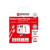 SKROSS SKROSS Wereld Reisadapter & USB/USB-C 45W Charger + Kabel
