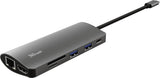 Trust Trust Dalyx 7-in-1 USB-C Multi-Port-Adapter zilver