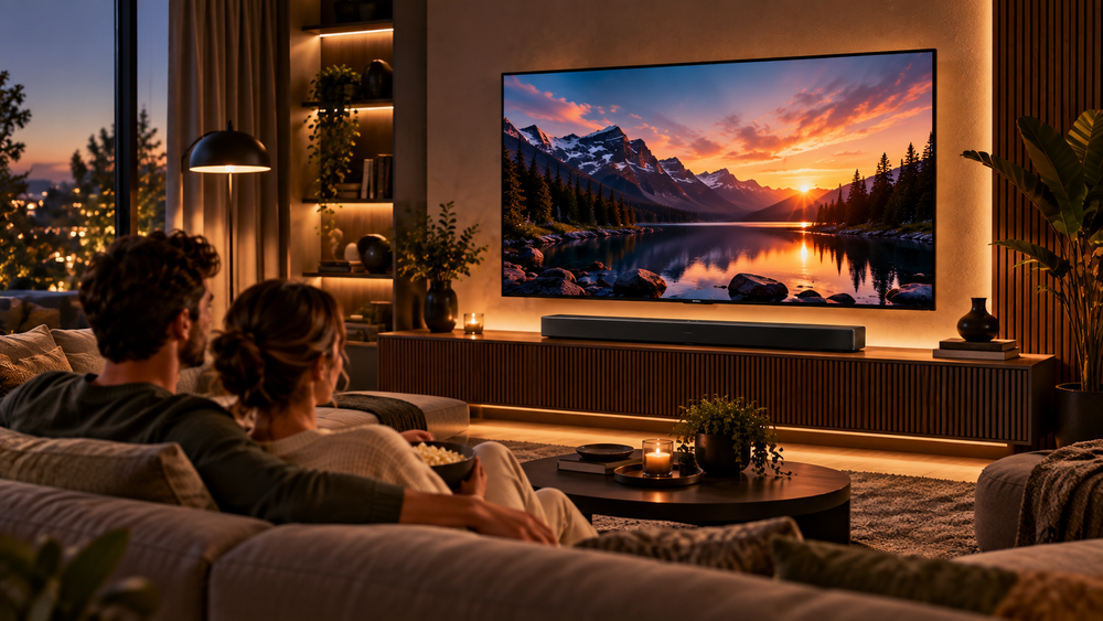 Populaire televisies bekijken in een moderne woonkamer
