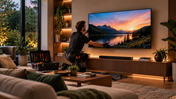 Tv laten ophangen en installeren in een sfeervolle moderne woonkamer