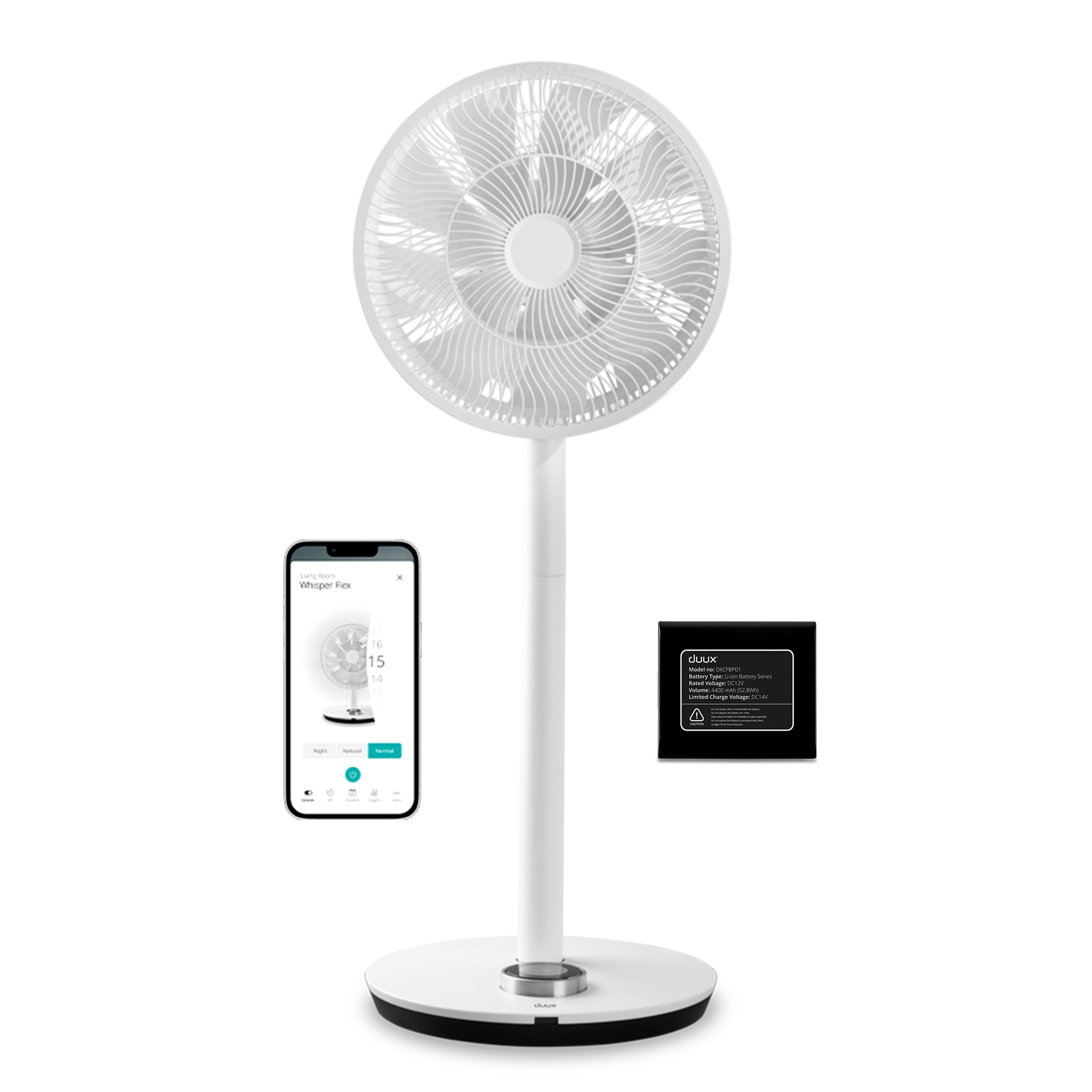 WHISPER FLEX SMART FAN WHITE WITH BATTERY PACK WHITE