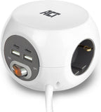 ACT AC2415 Stekkerdoos met USB-C/A-poorten wit