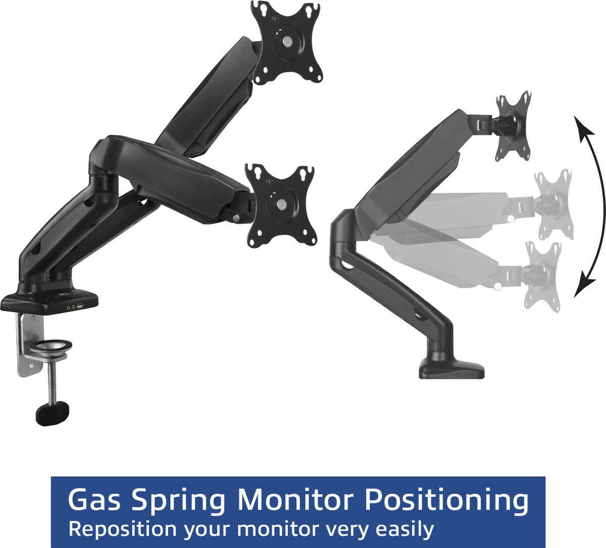 ACT AC8312 Monitorarm met gasveer voor 2 schermen