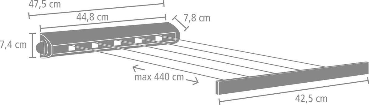 Brabantia Roldrooglijn - Uittrekbaar tot 4,4 m - 22 m - Matt Steel