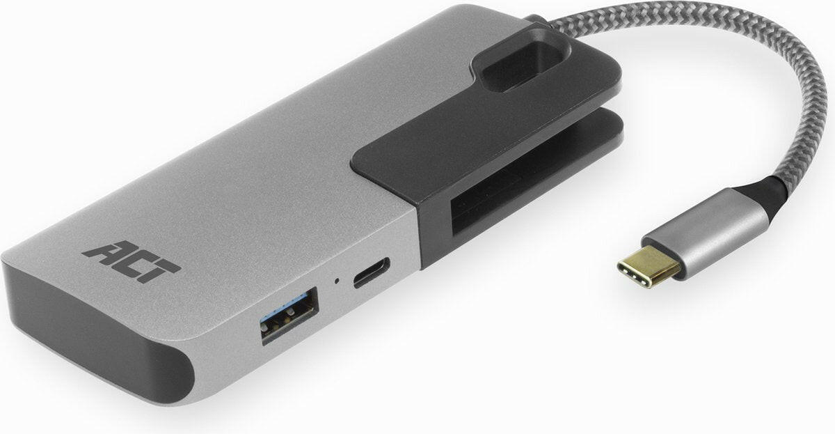 ACT AC7052 USB-C Hub 3.0 3-Poorts + Cardreader + USB-C PD