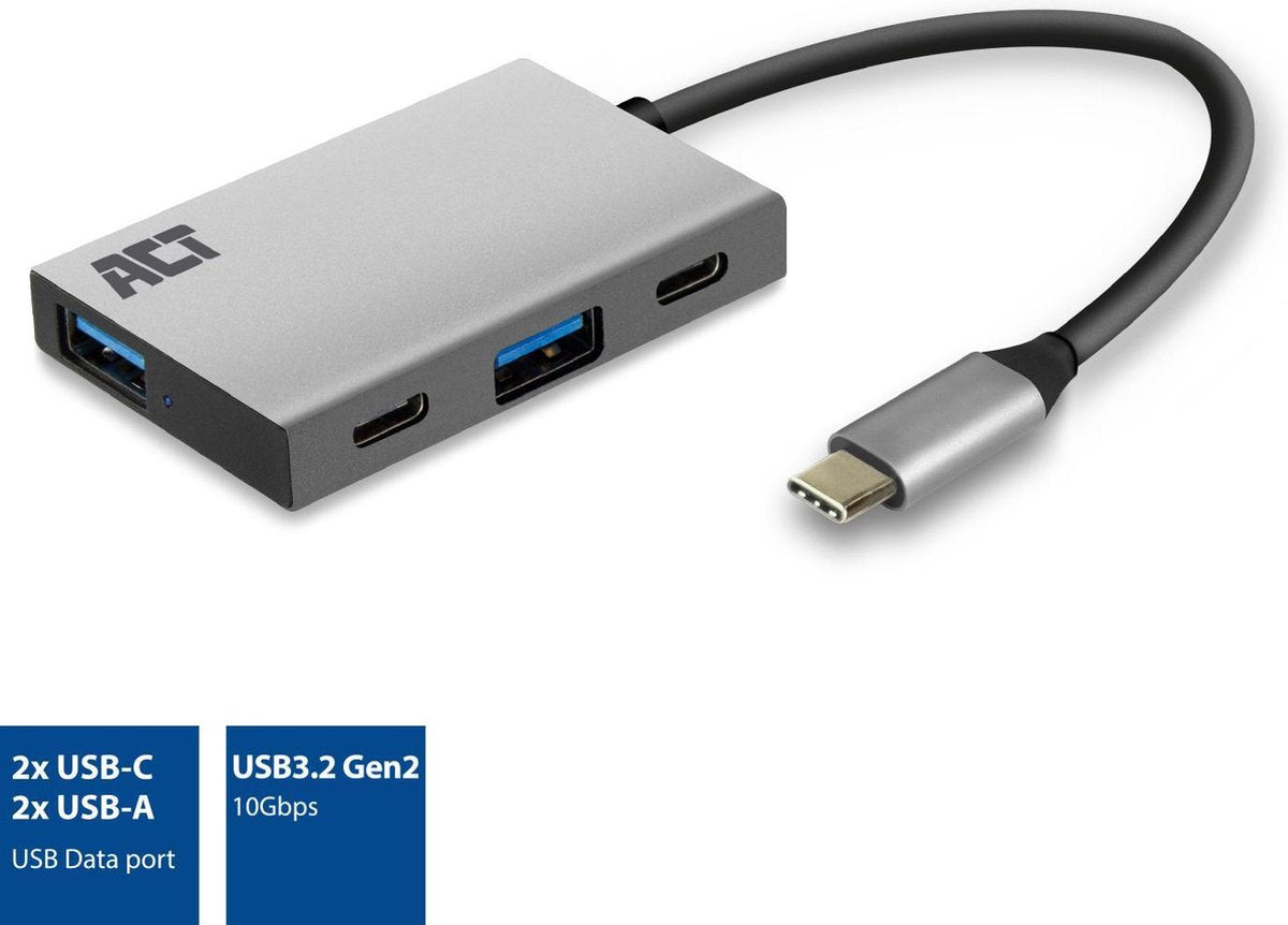 ACT AC7070 USB-C Hub 3.2 2x USB-C + 2x USB-A