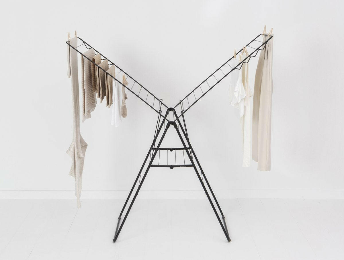 Brabantia HangOn Droogrek 25m - Inklapbaar Wasrek - Matt Black
