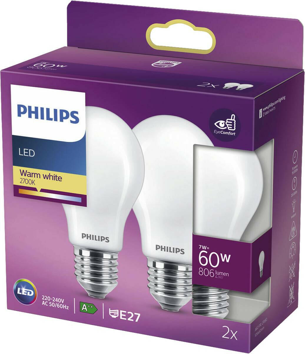 Philips LED Classic 60W A60 E27 WW ND 2PF/6 - 2er Pack.