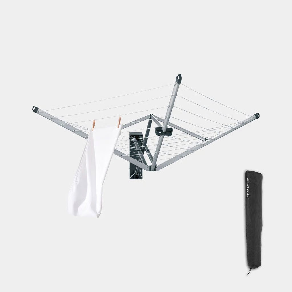 Brabantia Brabantia WallFix Wanddroogrek - met Beschermhoes - 24 m - Metallic Grey