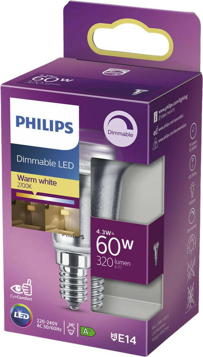 Philips LED CLA 60W R50 E14 WW 36D D SRT4.