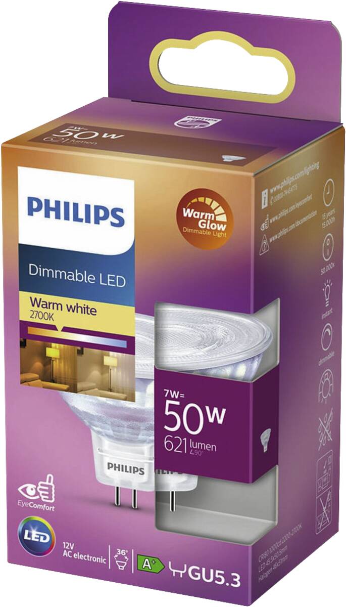 Philips LED 50W GU5.3 WW 12V 36D WGD SRT4