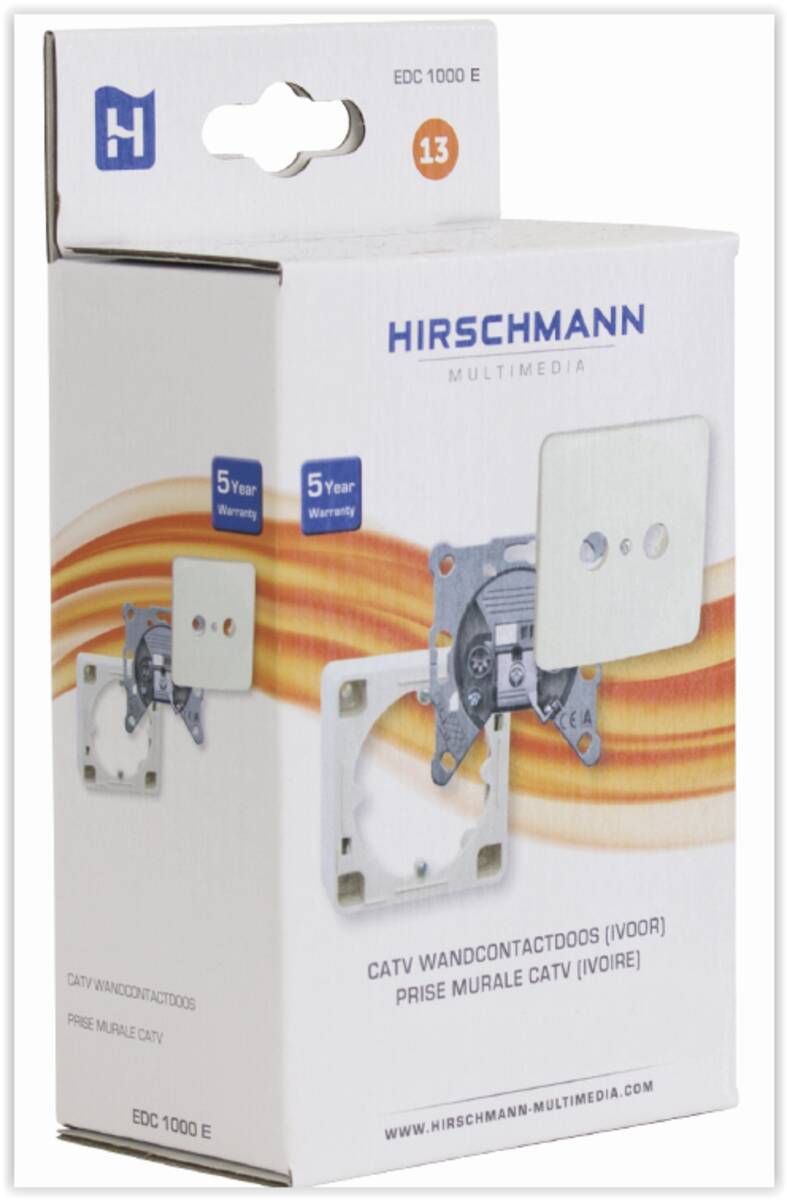 Hirschmann EDC 1000 E R/TV wandcontactdoos wit