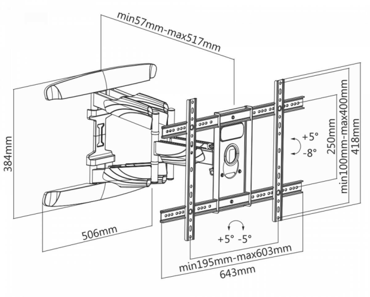 Cavus Muursteun dubbele arm 37-70''
