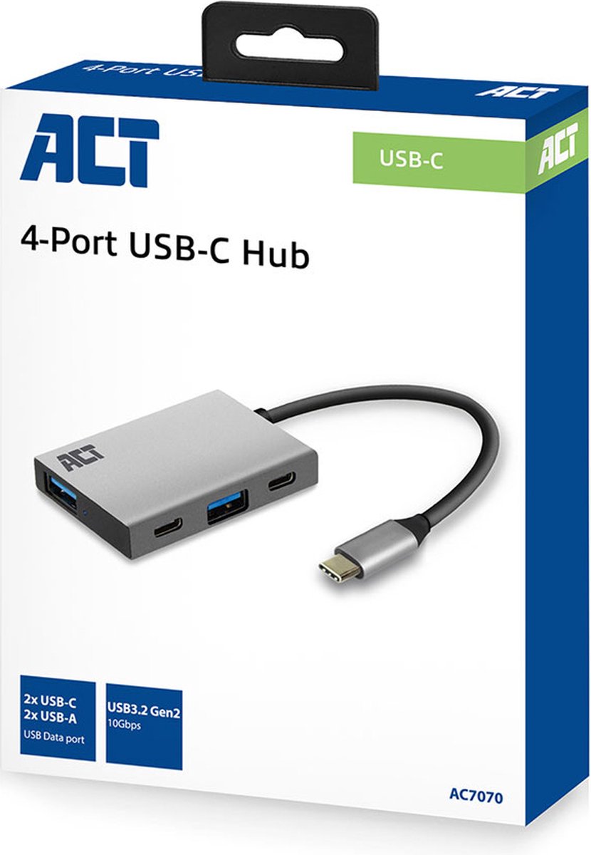 ACT AC7070 USB-C Hub 3.2 2x USB-C + 2x USB-A