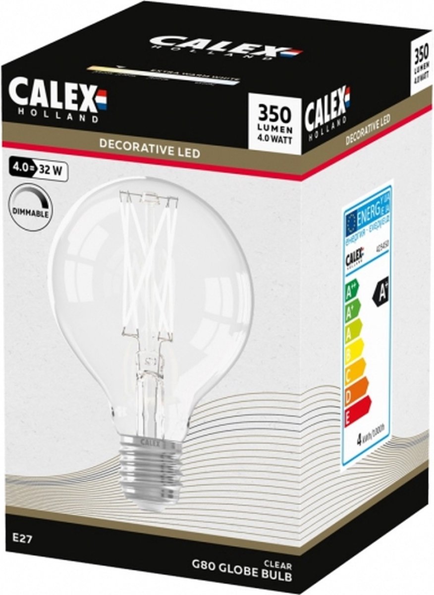 CALEX LEDLAMP LANG FILAMENT GLOBE LAMP 3,5 WATT 250 LUMEN 23