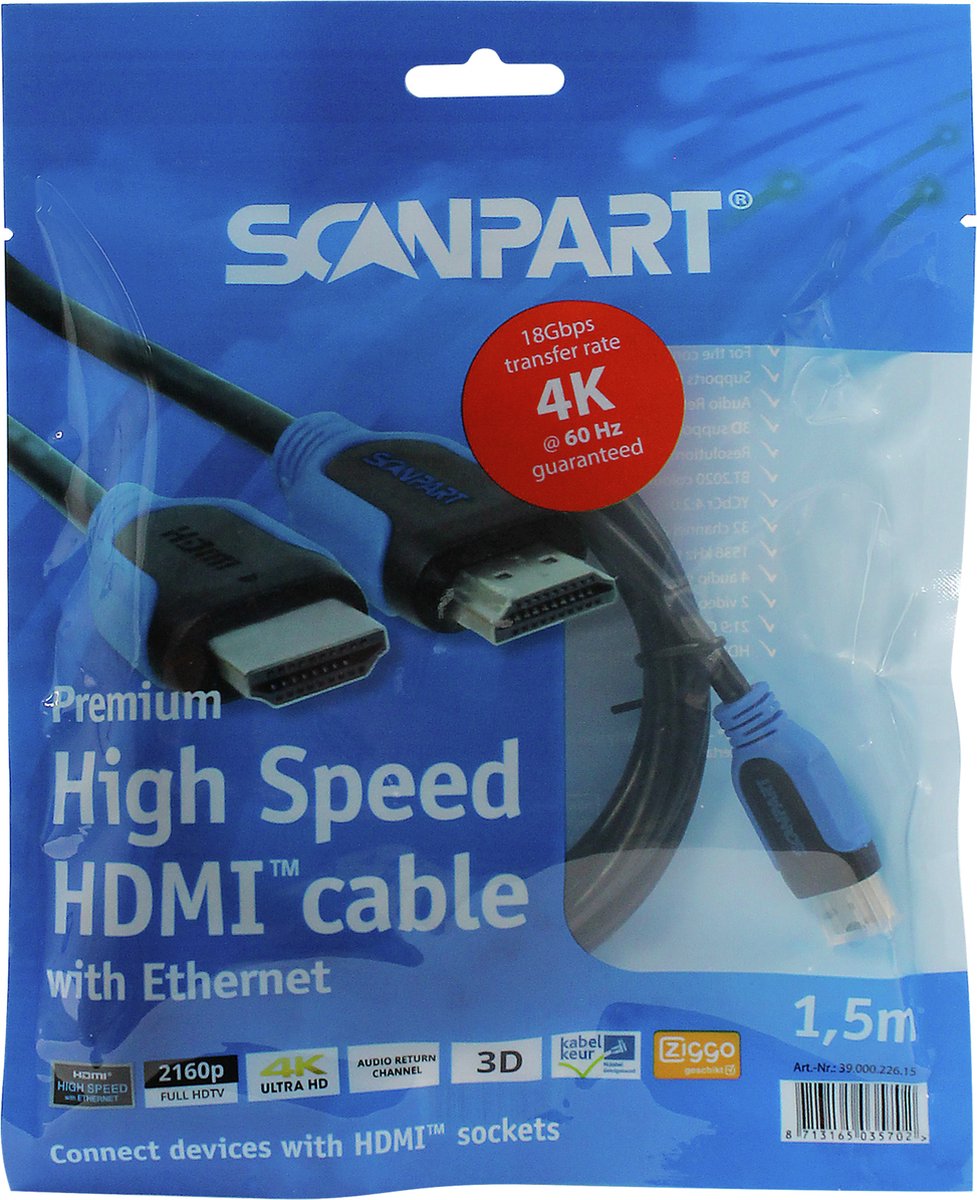 SCANPART HDMI 2.0 KABEL 1.5M