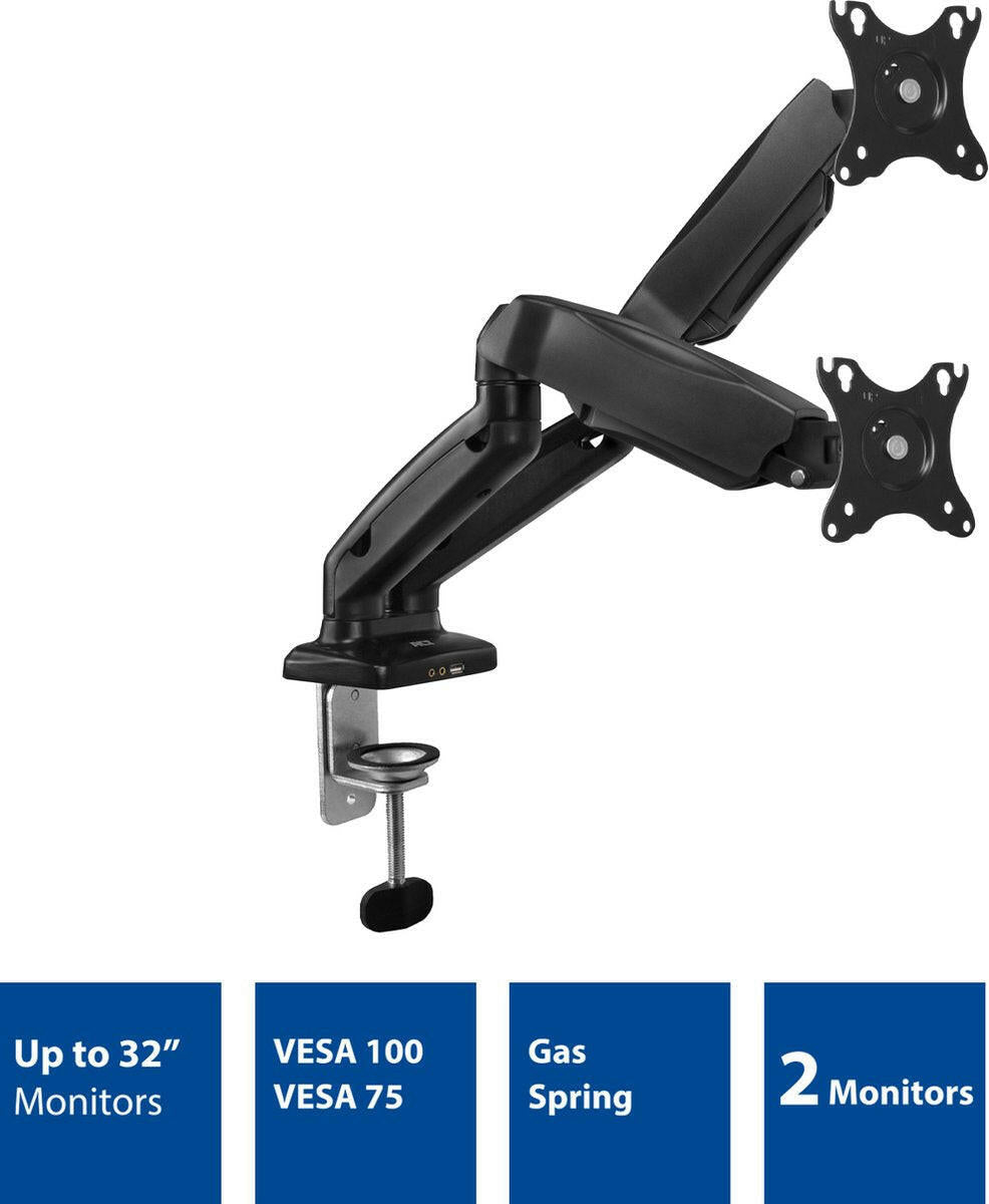 ACT AC8312 Monitorarm met gasveer voor 2 schermen