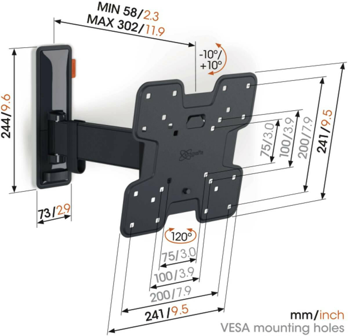 Vogel`s TVM 3225 zwart.