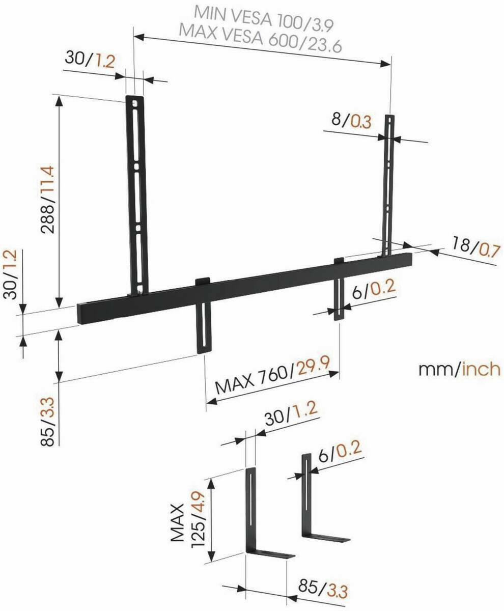 Vogel`s SOUND 3550 Sound Bar Mount zwart.