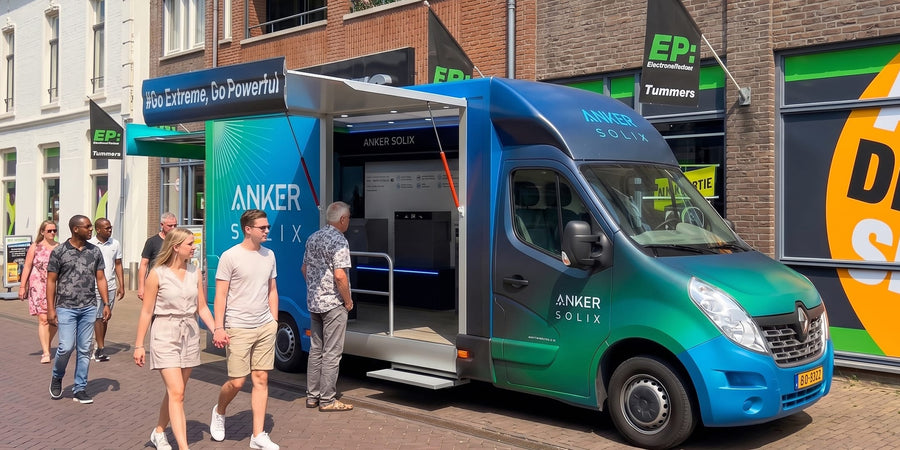 De nieuwe Anker SOLIX Thuisbatterij Demo Truck