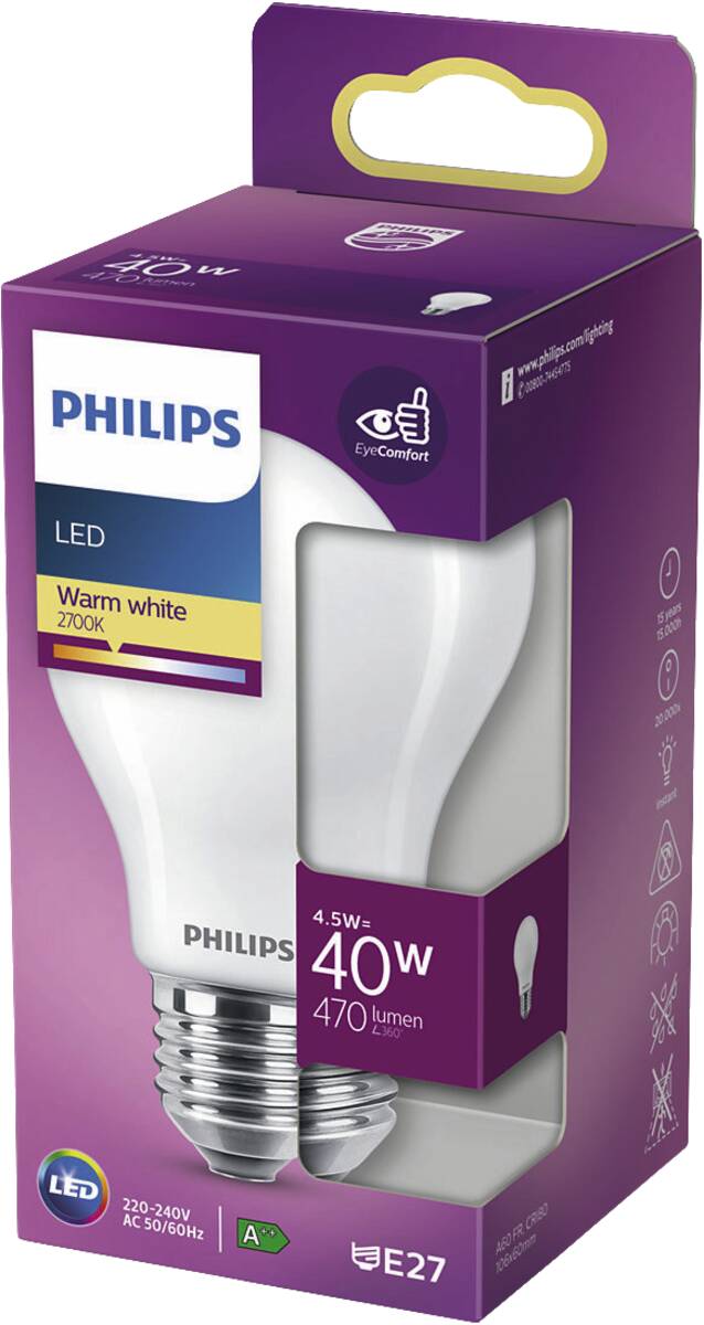 Philips LED classic 40W A60 E27 WW FR ND SRT4