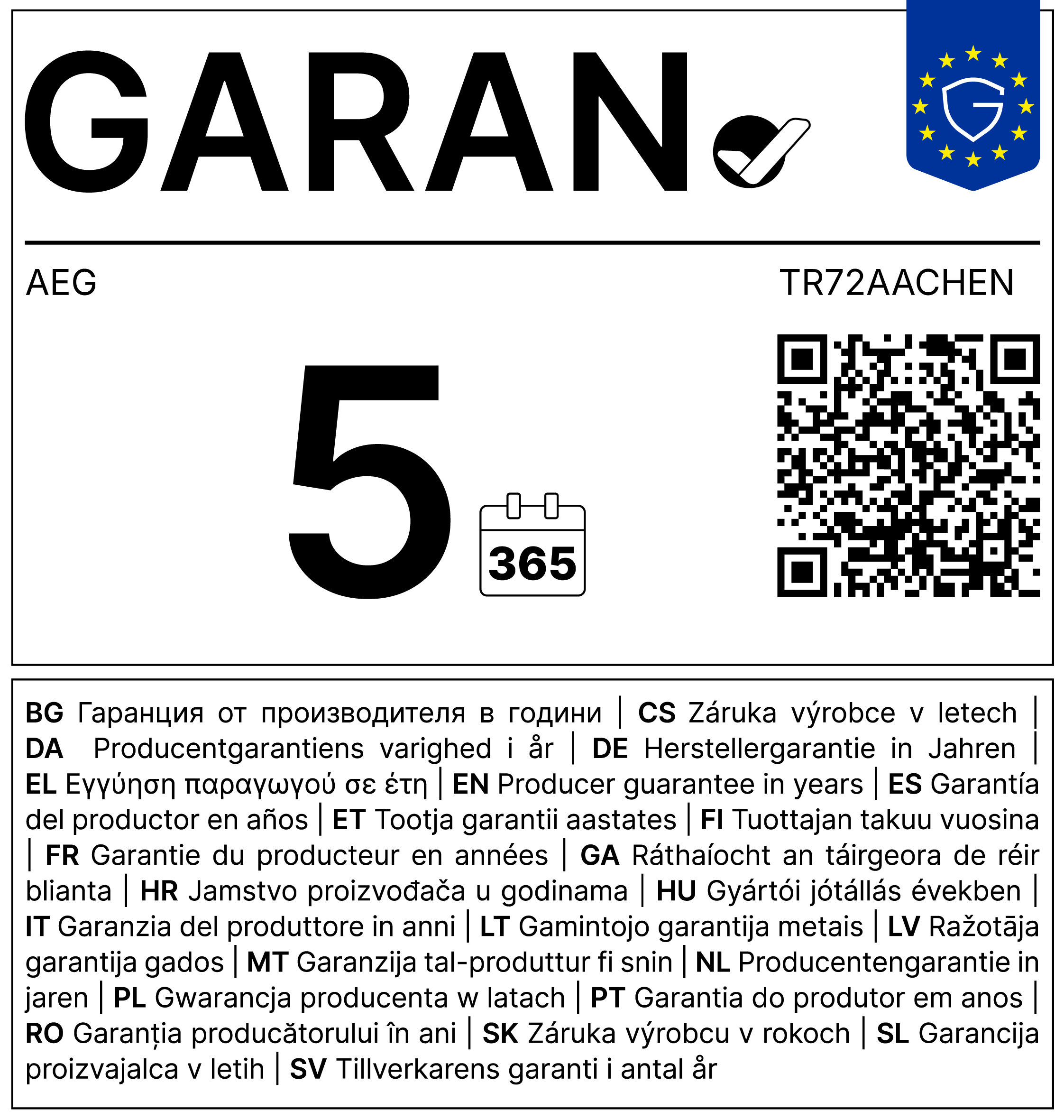 AEG AEG TR72AACHEN wit