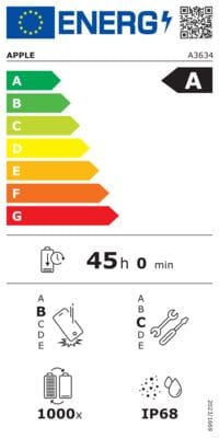 iPhone 17e – EU-energielabel, klasse A
