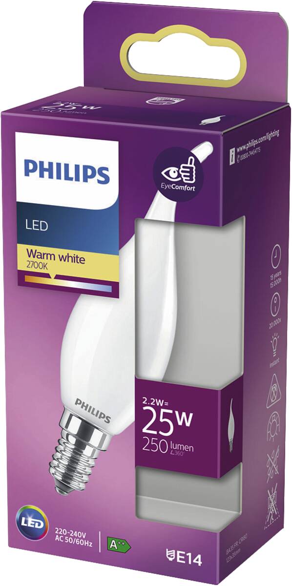 Philips LED classic 25W BA35 E14 WW FR ND SRT4 WINDSTOSS