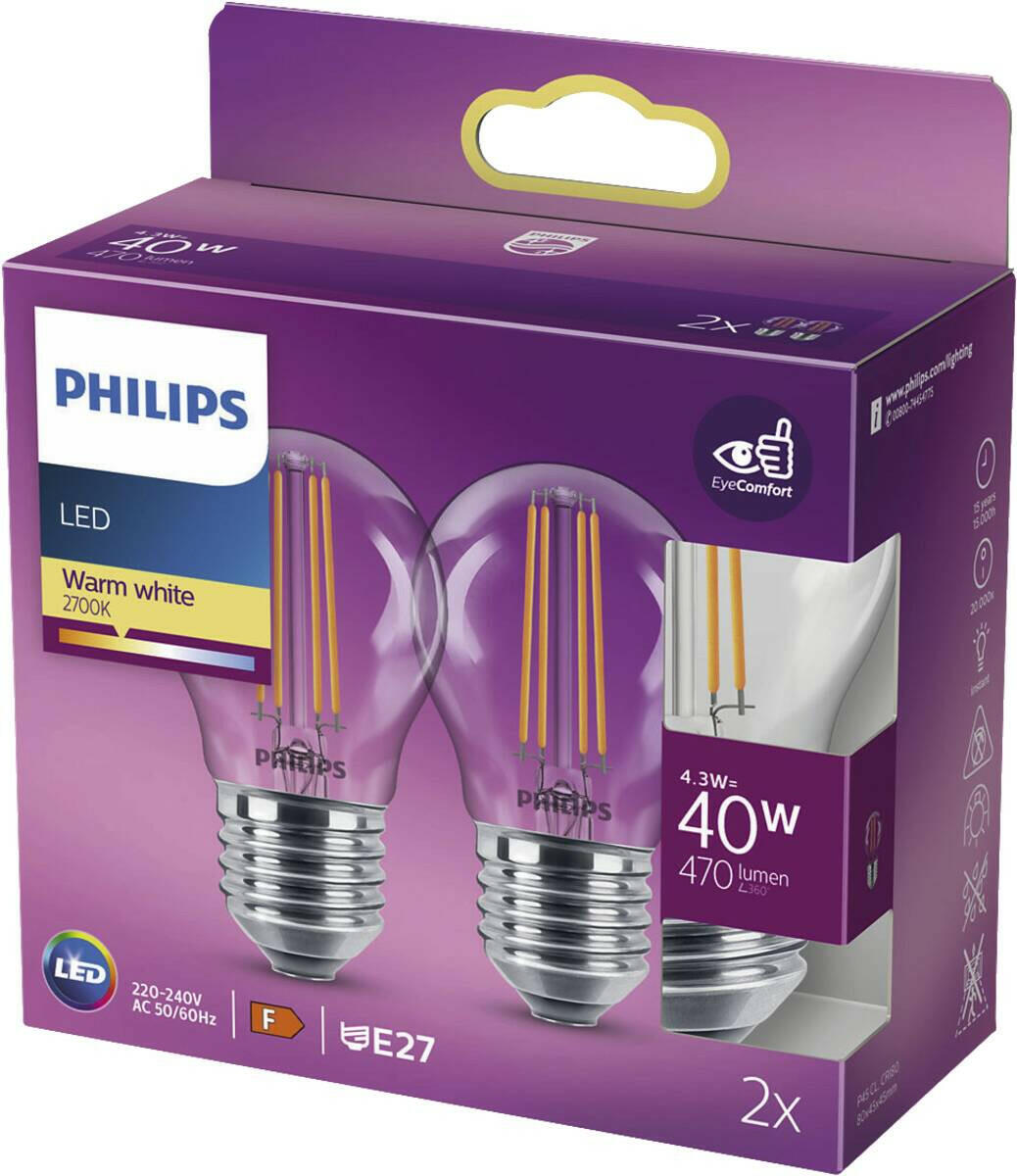 Philips LED classic 40W E27 P45 WW CL ND 2PF.