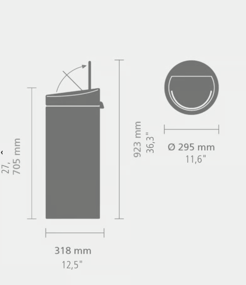 Brabantia Brabantia Touch Bin New 30L Soft Grey