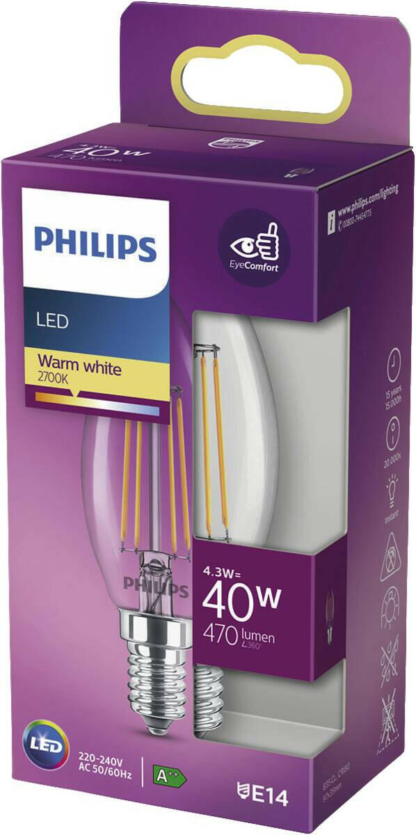 Philips LED classic 40W B35 E14 WW CL ND SRT4.
