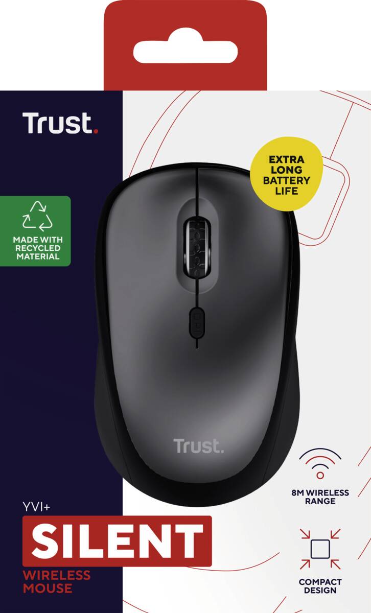 Trust Yvi+ Silent Wireless Mouse Eco zwart