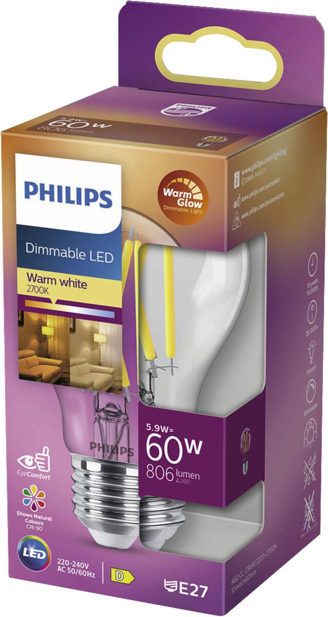 Philips LED classic 60W A60 E27 CL WGD90 SRT4