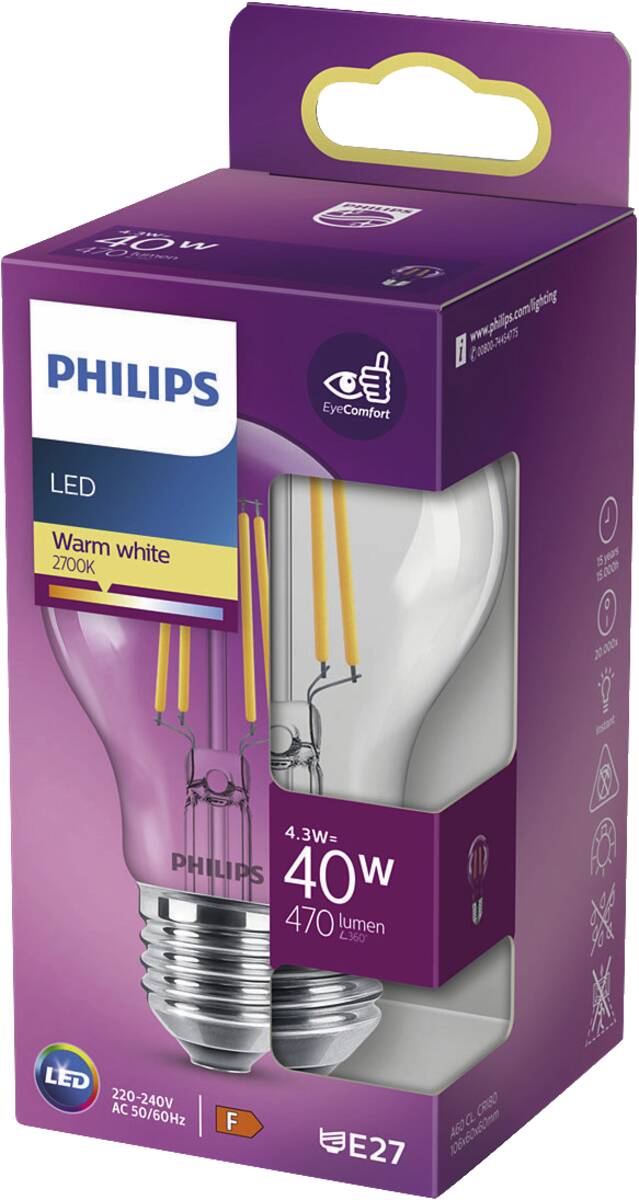 Philips LED classic 40W A60 E27 WW CL ND 1SRT4