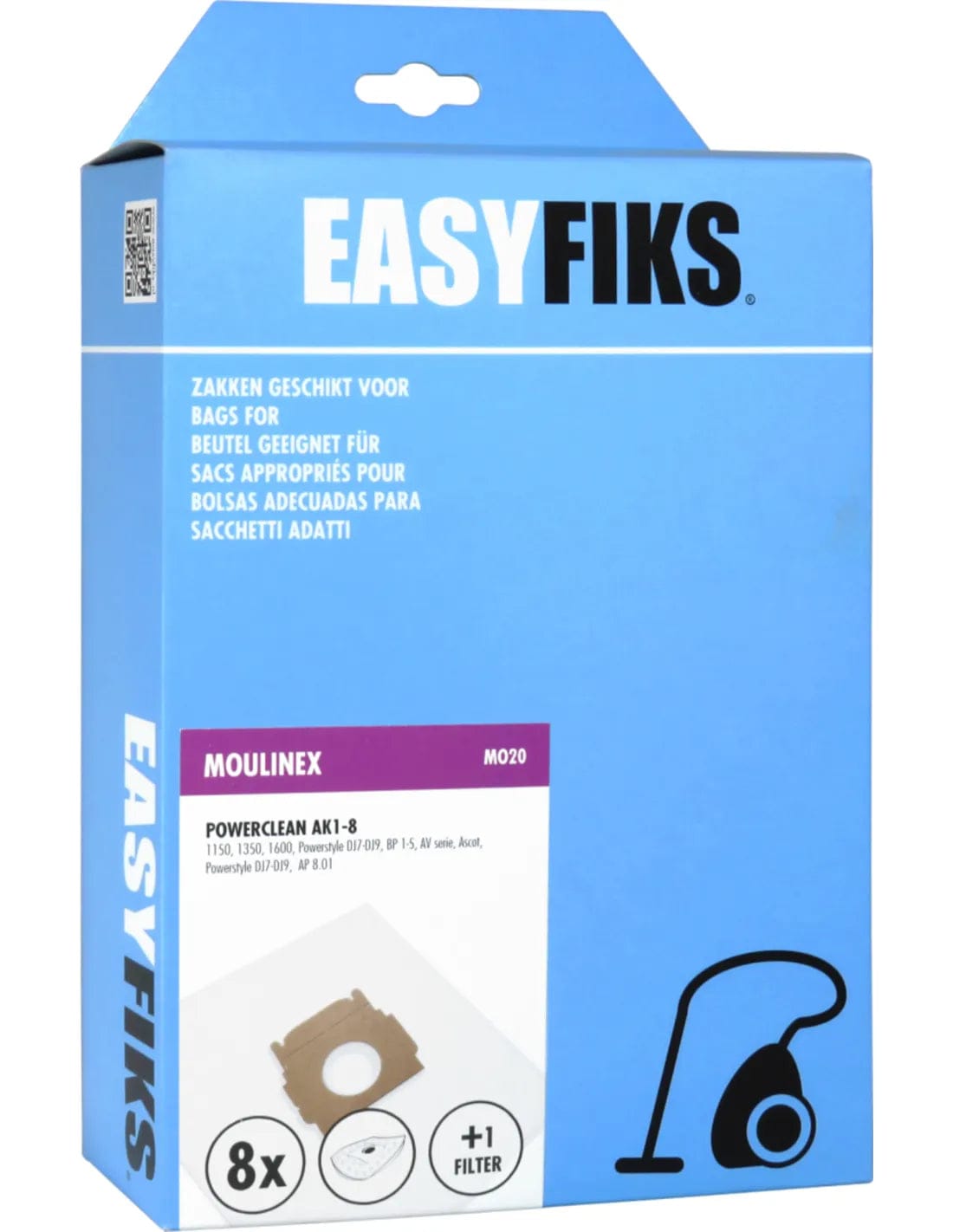 Easyfiks Easyfiks Moulinex Powerclean AK1-8 Stofzuigerzak MO20