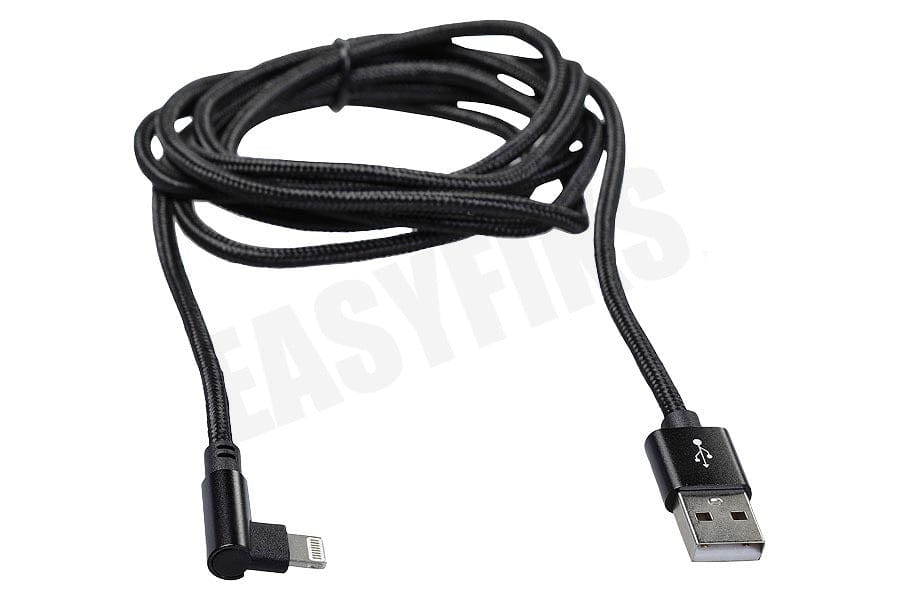 Easyfiks Easyfiks USB-A to haaks Lightning laadkabel 2m zwart