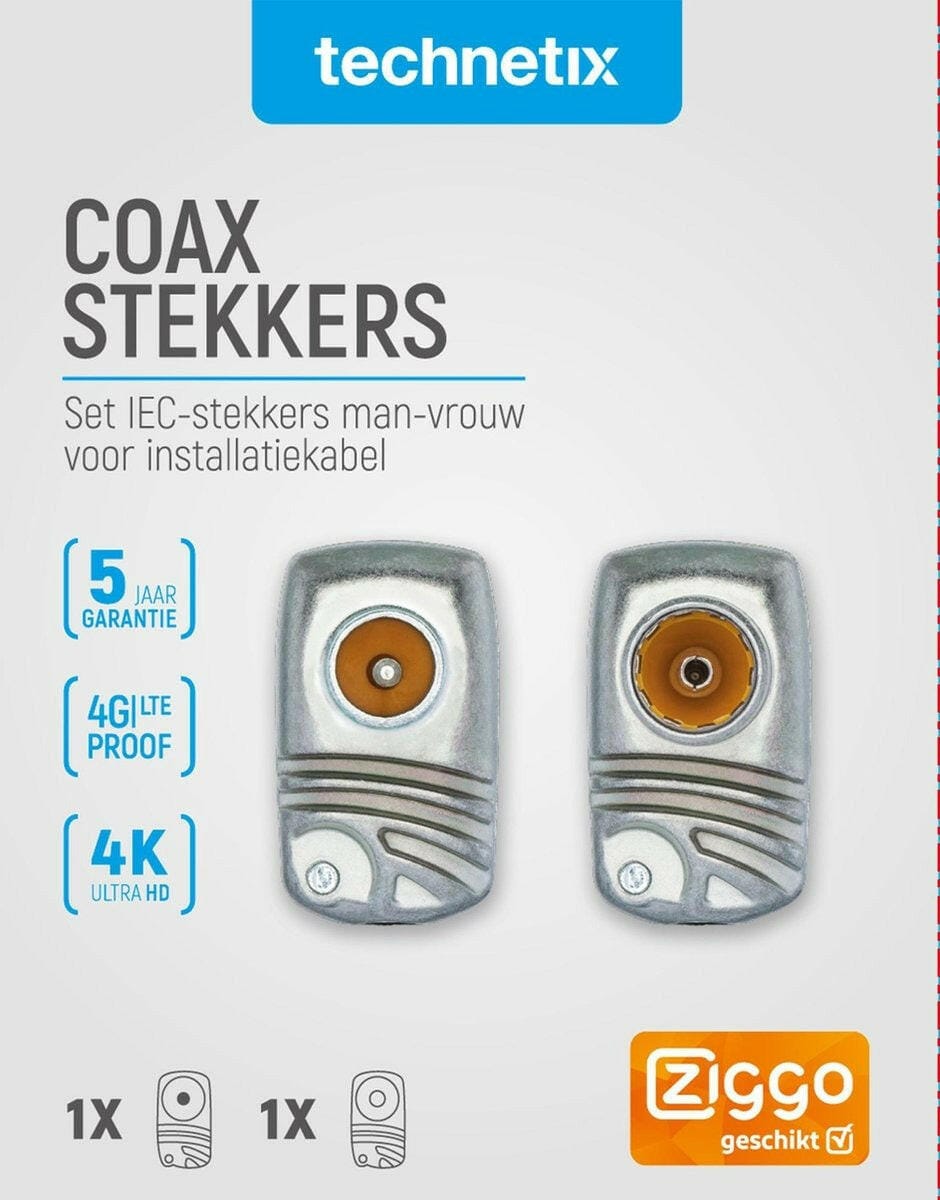 EP:Tummers TECHNETIX SET COAX-PLUGGEN 4G/LTE-PROOF [ZIGGO GESCHIKT]