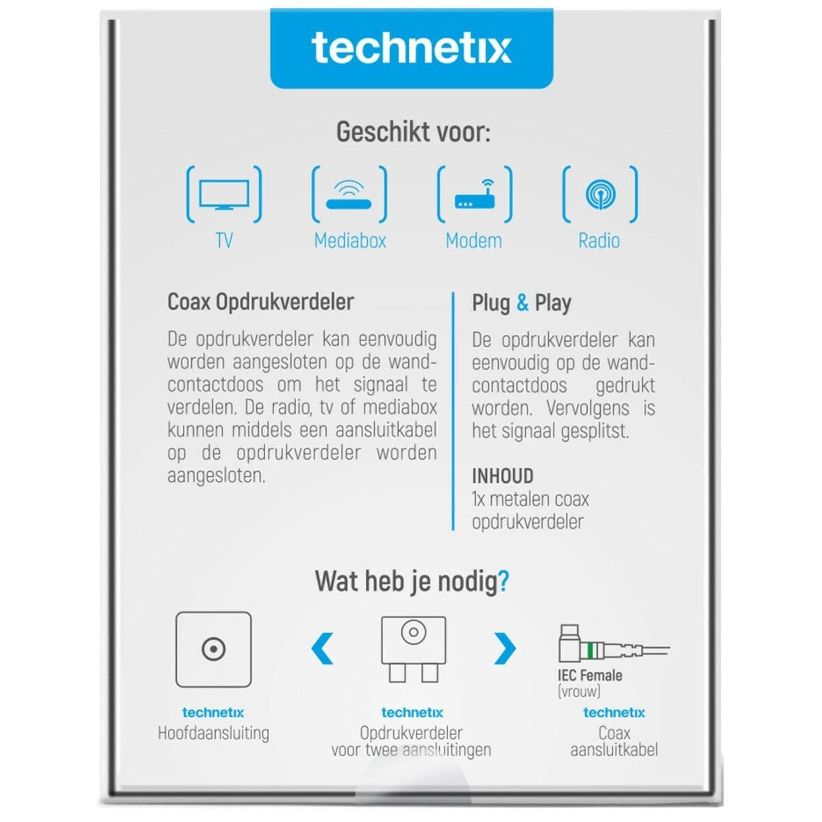 EP:Tummers TECHNETIX TV SPLITTER PTSX-02-S [ZIGGO GESCHIKT]