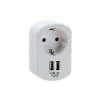 EXIN STEKKER DOORVOERSTEKKER MET 2 X USB.