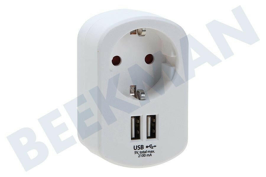 EXIN STEKKER DOORVOERSTEKKER MET 2 X USB.