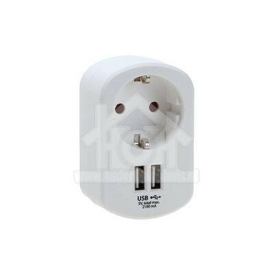 EXIN STEKKER DOORVOERSTEKKER MET 2 X USB.