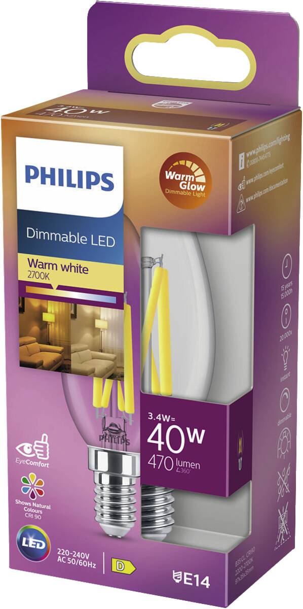 Philips LED classic 40W B35 E14 CL WGD90 SRT4