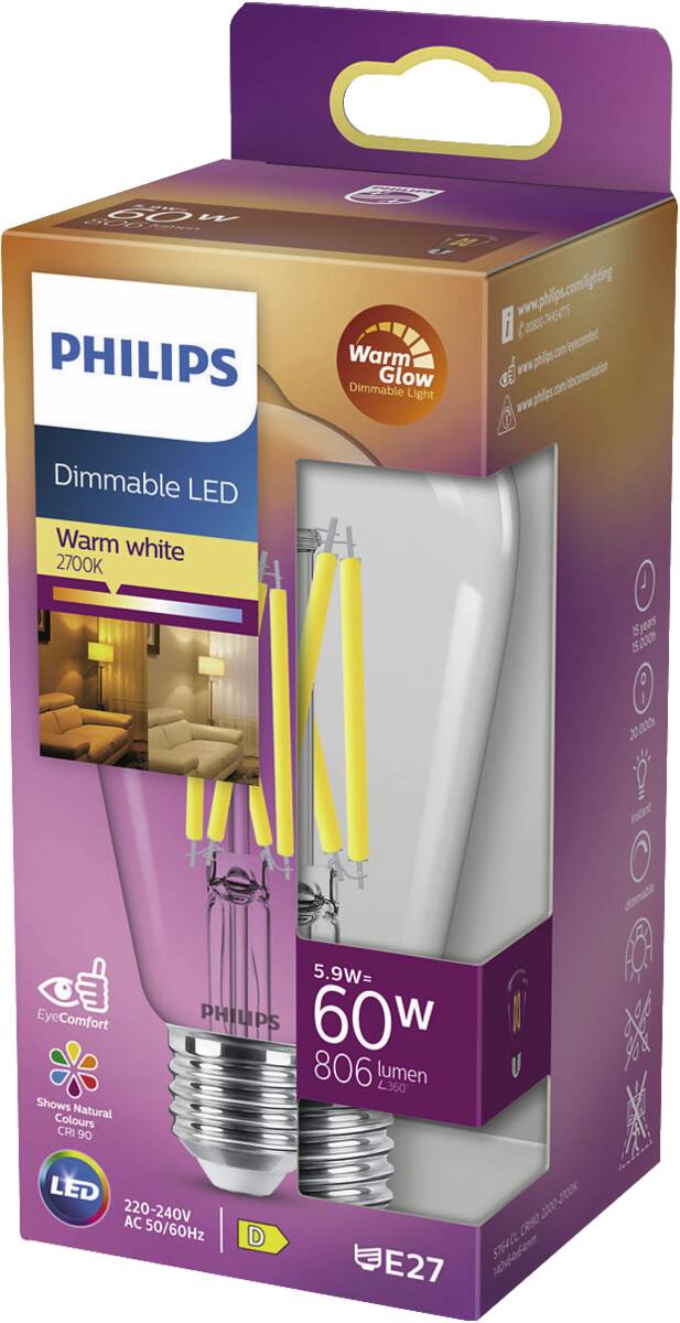 Philips LED classic 60W ST64 E27 CL WGD90 SRT4