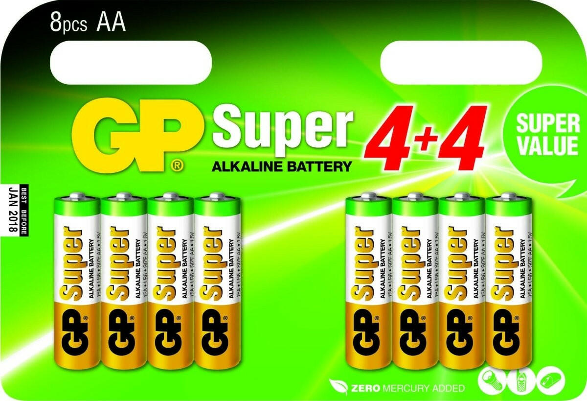 GP BATT.SUP.ALKALINE AA A8.