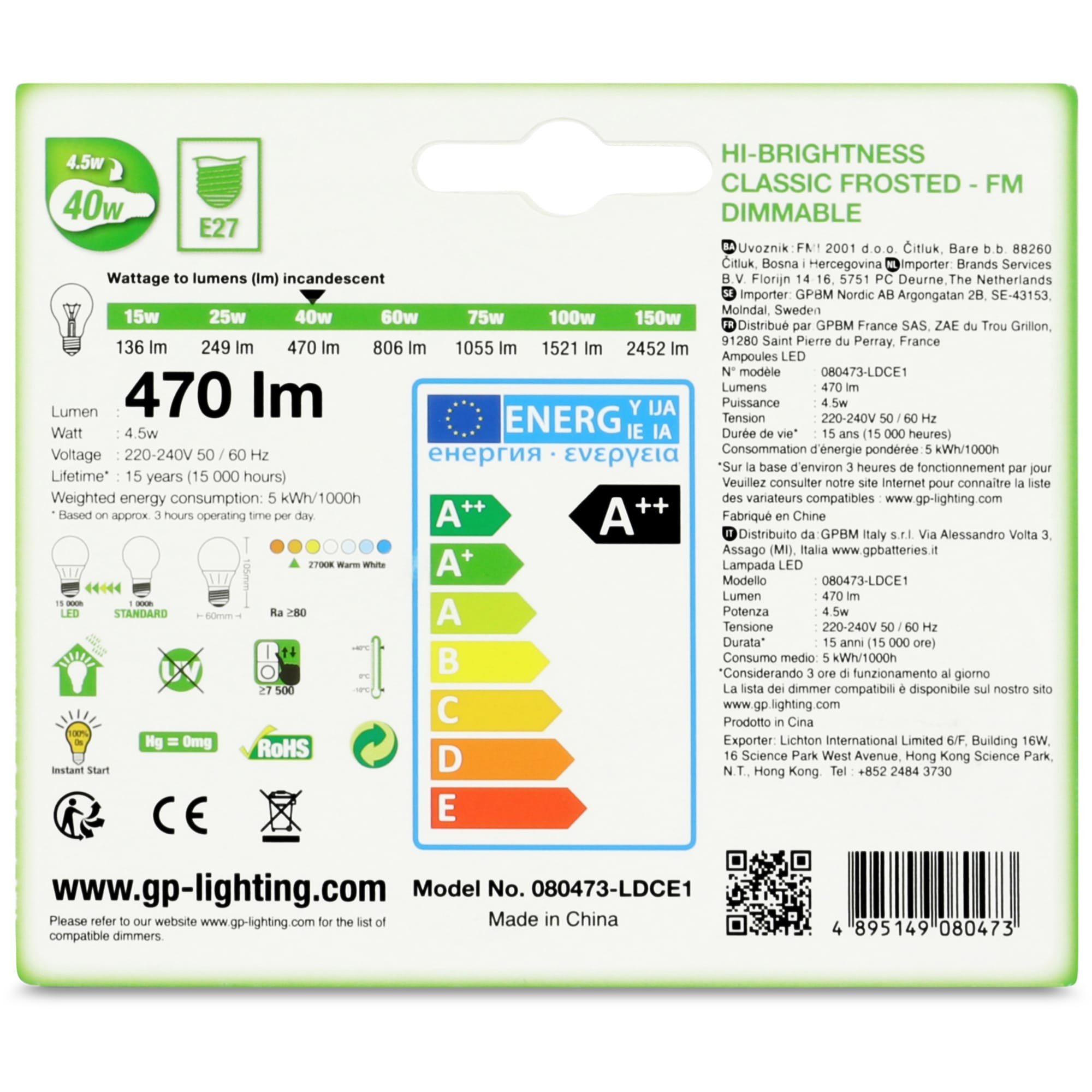 GP GP LED E27 5,4W 470Lm