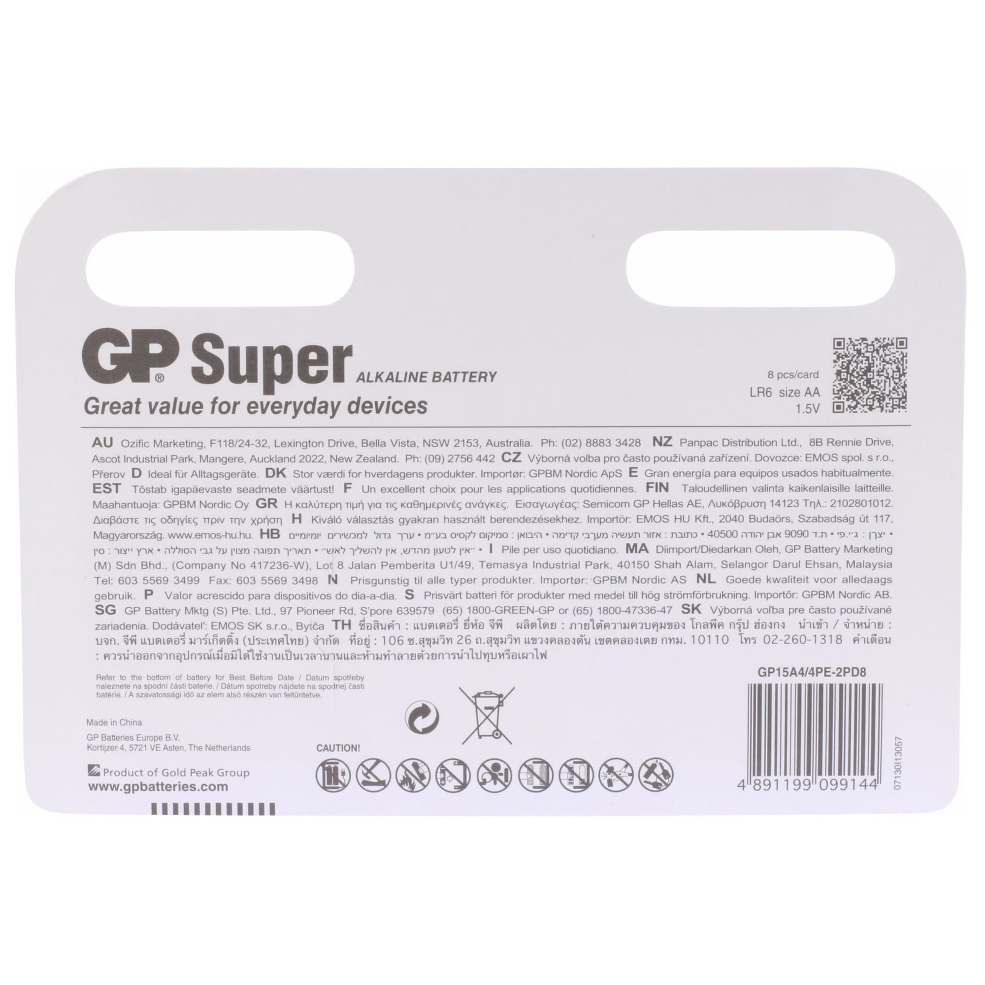 GP GP Super Alkaline AA Batterijen 8-Pack
